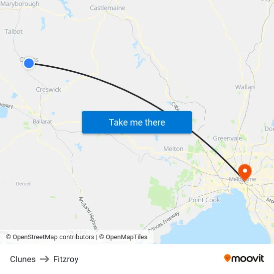 Clunes to Fitzroy map