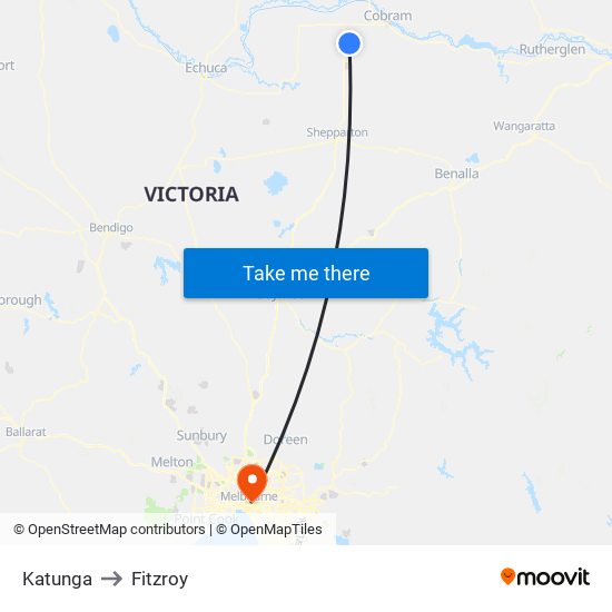 Katunga to Fitzroy map