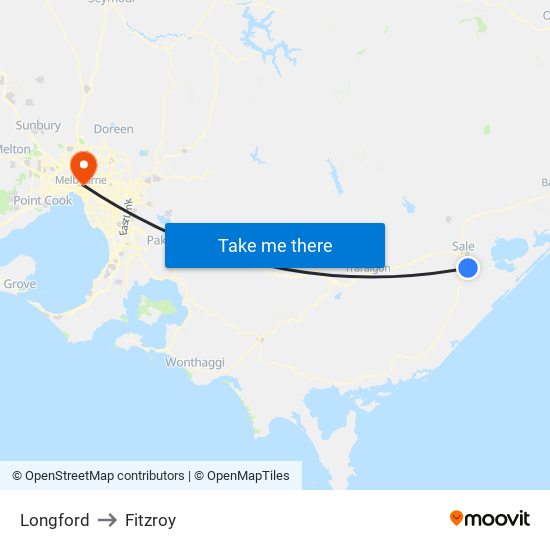 Longford to Fitzroy map