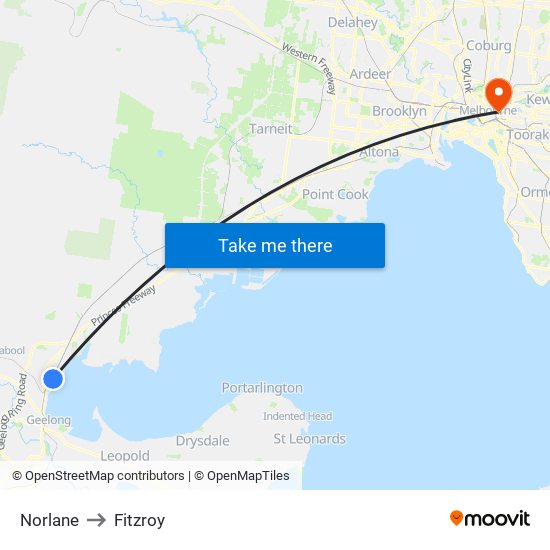 Norlane to Fitzroy map