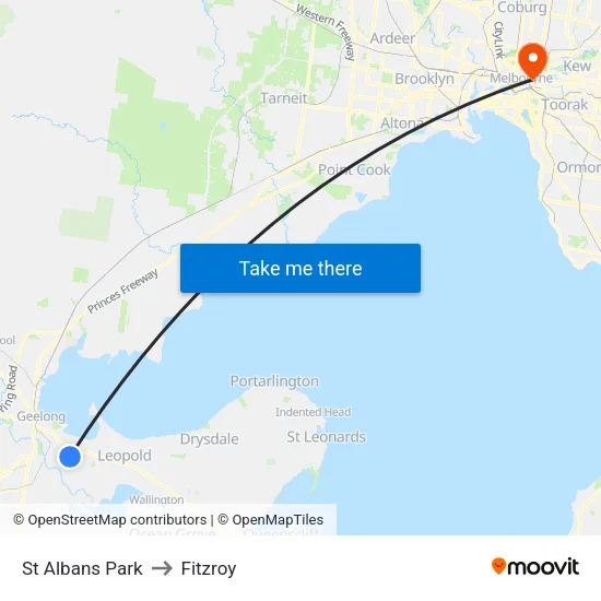 St Albans Park to Fitzroy map