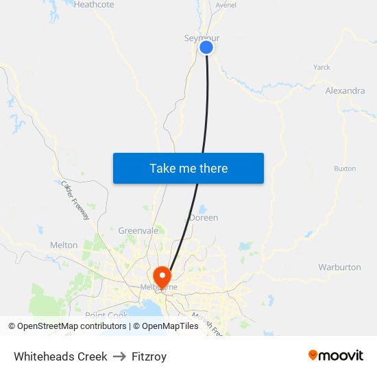 Whiteheads Creek to Fitzroy map