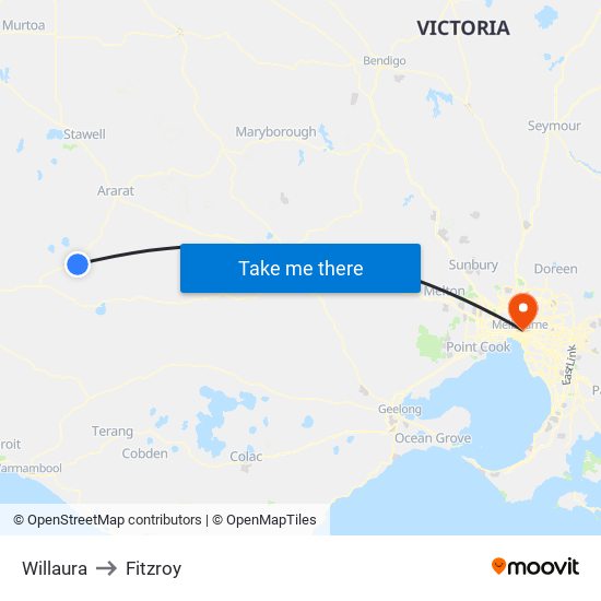 Willaura to Fitzroy map