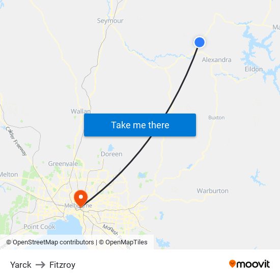 Yarck to Fitzroy map