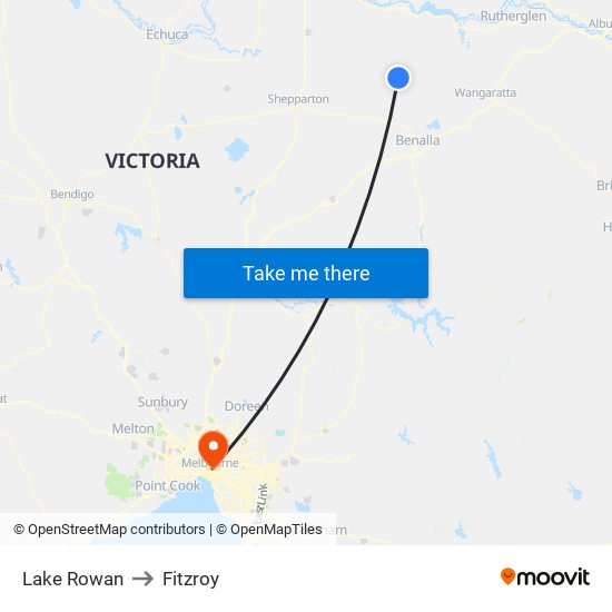 Lake Rowan to Fitzroy map