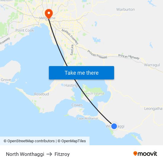 North Wonthaggi to Fitzroy map