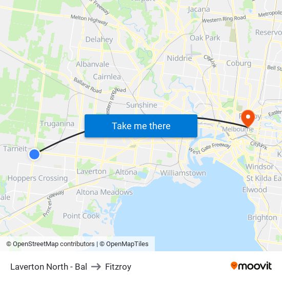 Laverton North - Bal to Fitzroy map