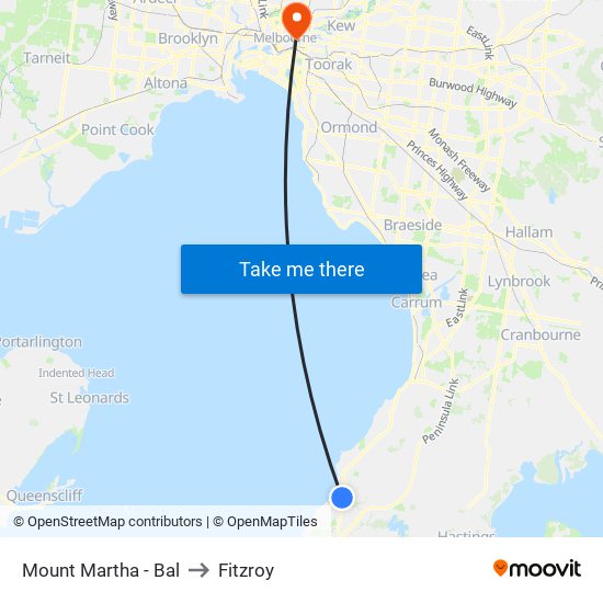 Mount Martha - Bal to Fitzroy map