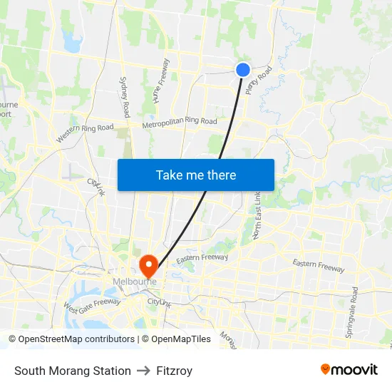 South Morang Station to Fitzroy map