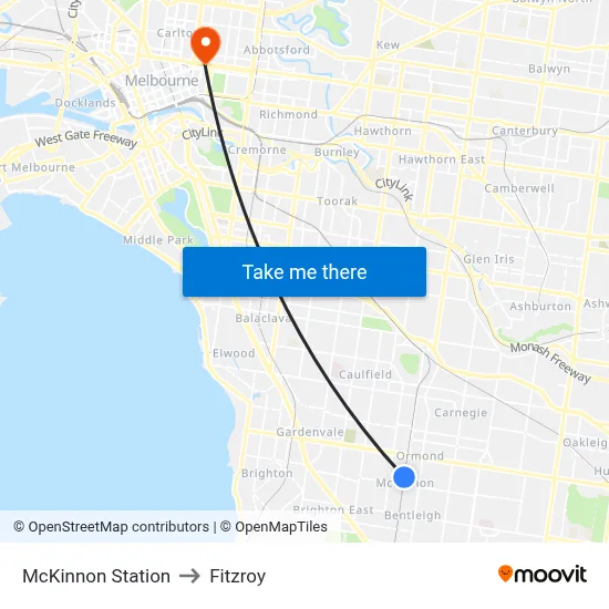 McKinnon Station to Fitzroy map