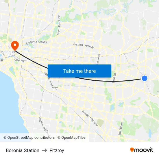Boronia Station to Fitzroy map
