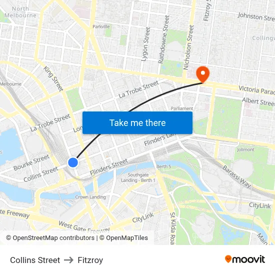 Collins Street to Fitzroy map