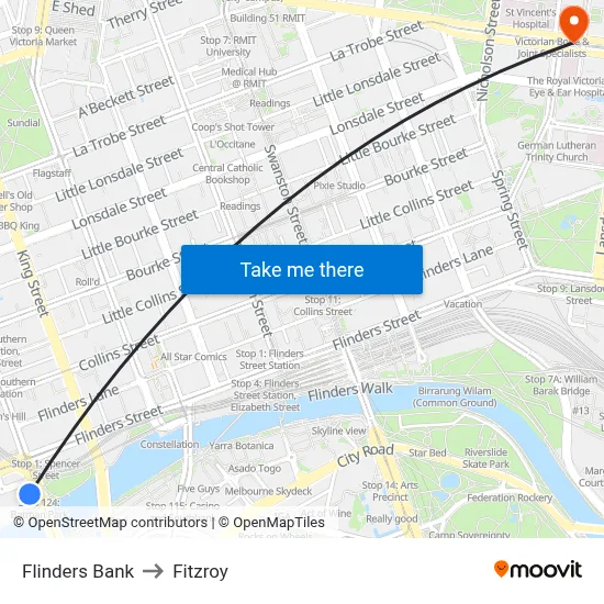 Flinders Bank to Fitzroy map