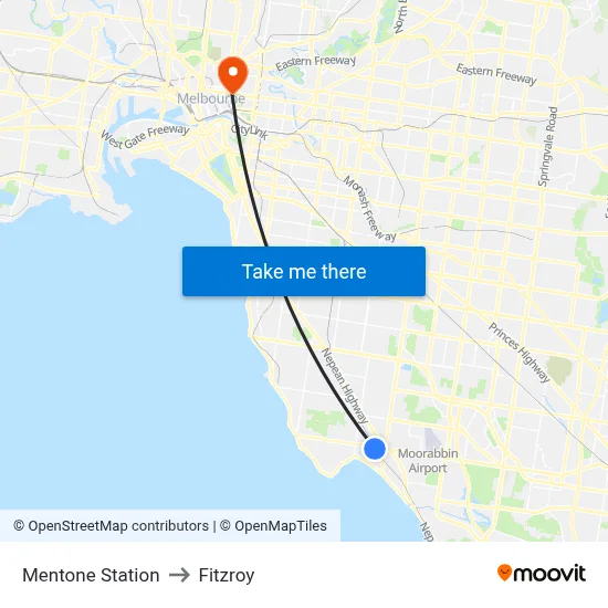 Mentone Station to Fitzroy map