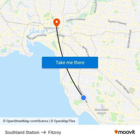 Southland Station to Fitzroy map