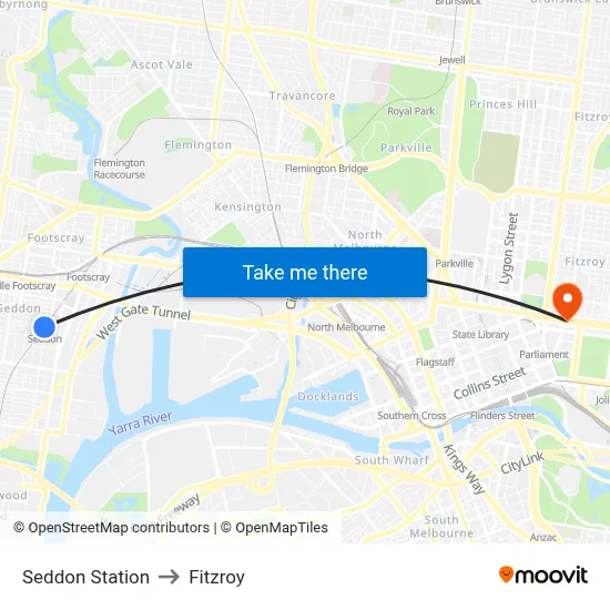 Seddon Station to Fitzroy map