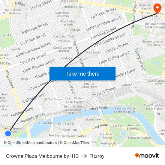 Crowne Plaza Melbourne by IHG to Fitzroy map