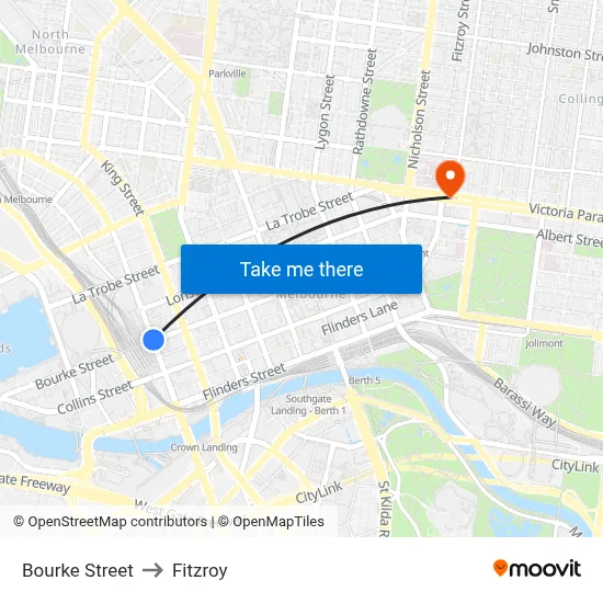 Bourke Street to Fitzroy map