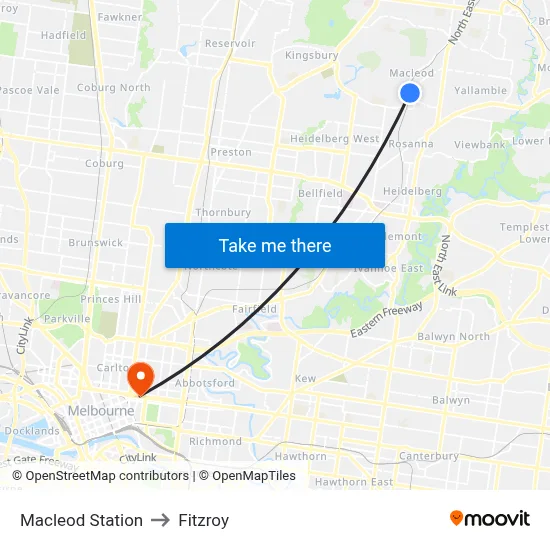 Macleod Station to Fitzroy map
