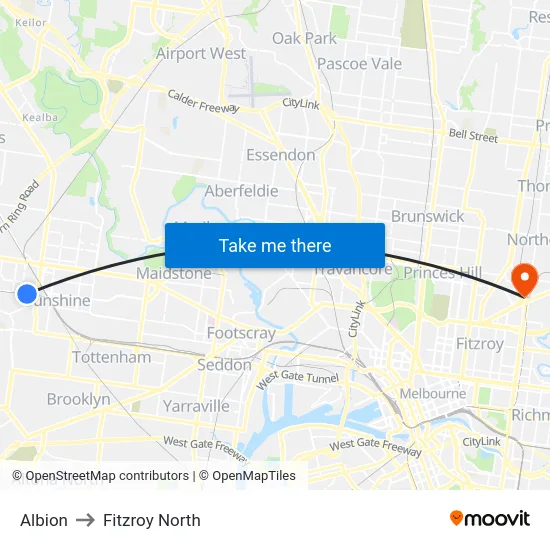 Albion to Fitzroy North map