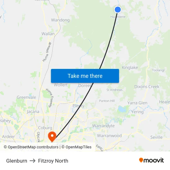 Glenburn to Fitzroy North map
