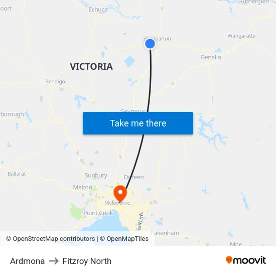 Ardmona to Fitzroy North map