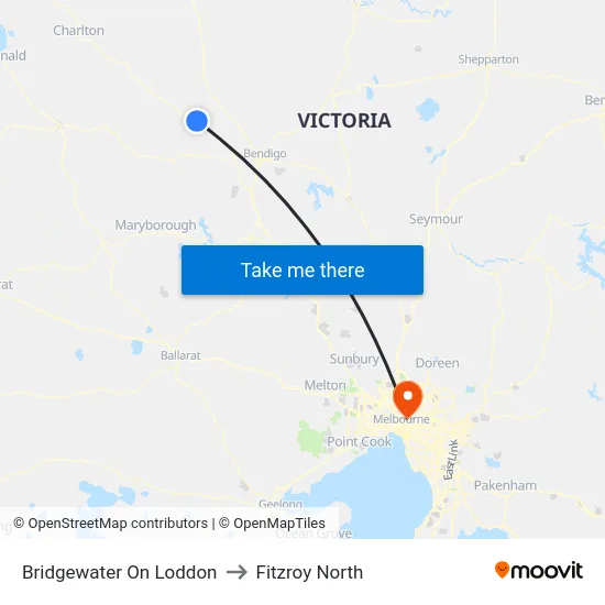 Bridgewater On Loddon to Fitzroy North map