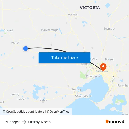 Buangor to Fitzroy North map