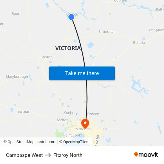 Campaspe West to Fitzroy North map