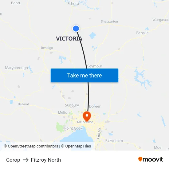 Corop to Fitzroy North map