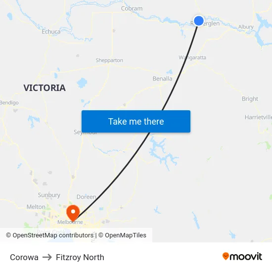 Corowa to Fitzroy North map