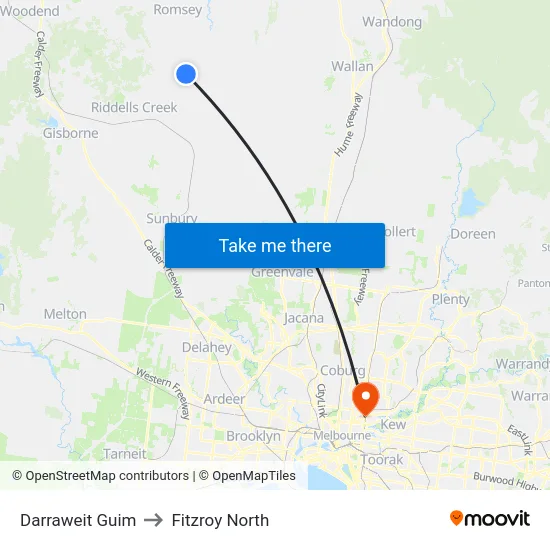 Darraweit Guim to Fitzroy North map