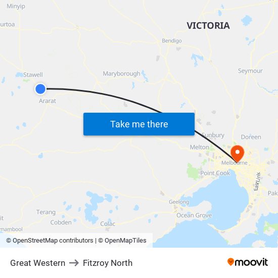 Great Western to Fitzroy North map