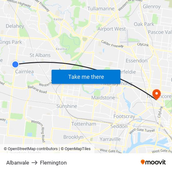 Albanvale to Flemington map