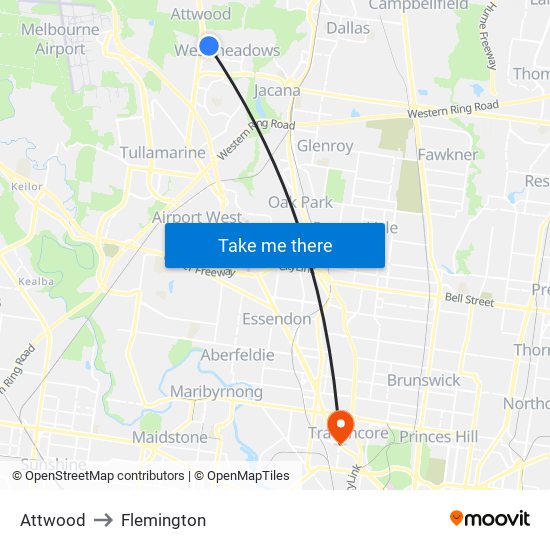 Attwood to Flemington map