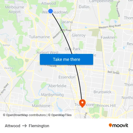 Attwood to Flemington map