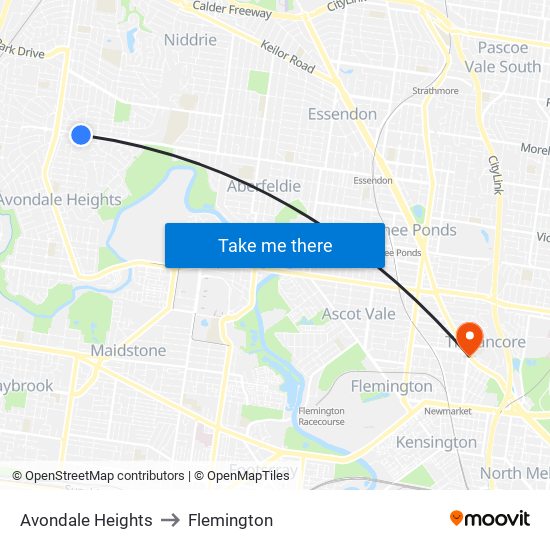 Avondale Heights to Flemington map