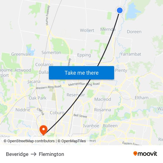 Beveridge to Flemington map