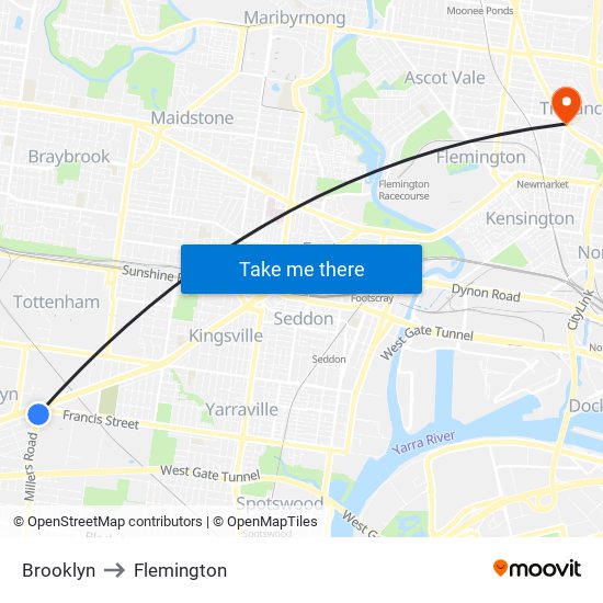 Brooklyn to Flemington map