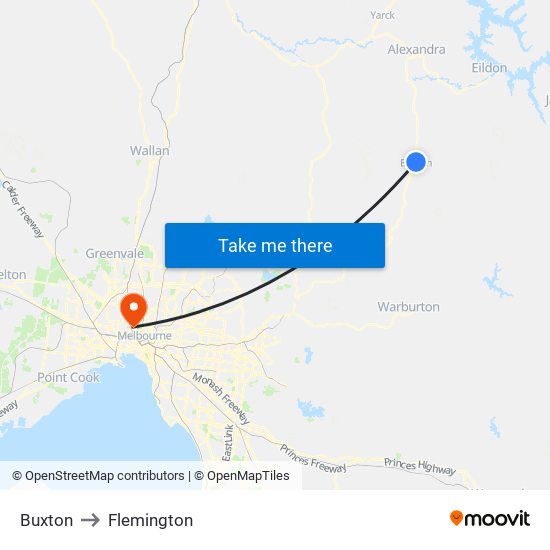 Buxton to Flemington map