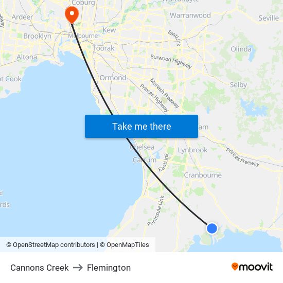 Cannons Creek to Flemington map