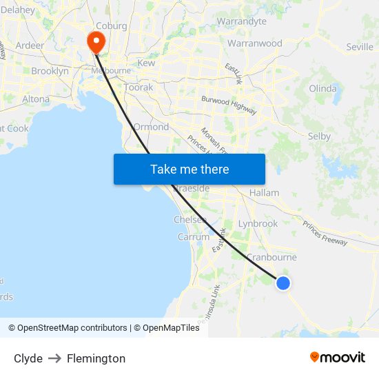 Clyde to Flemington map