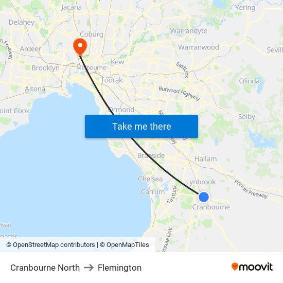 Cranbourne North to Flemington map