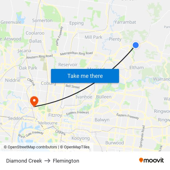 Diamond Creek to Flemington map