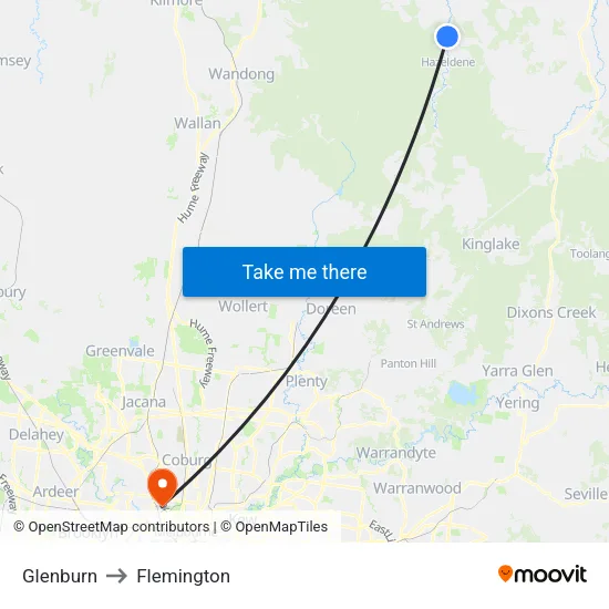 Glenburn to Flemington map