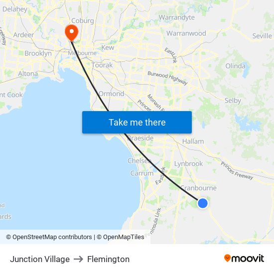 Junction Village to Flemington map
