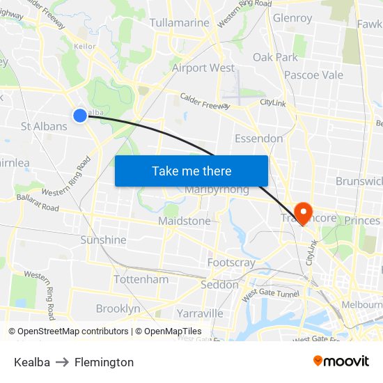 Kealba to Flemington map