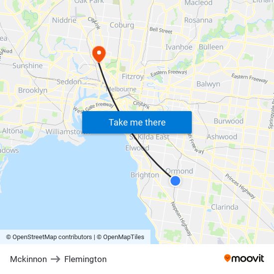 Mckinnon to Flemington map