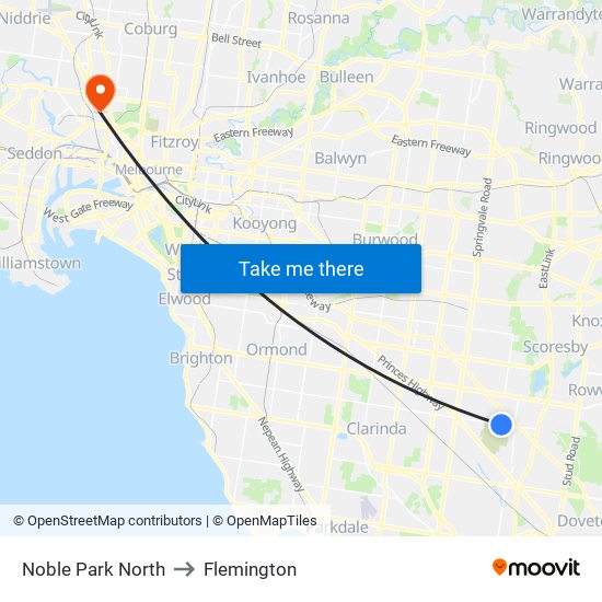 Noble Park North to Flemington map