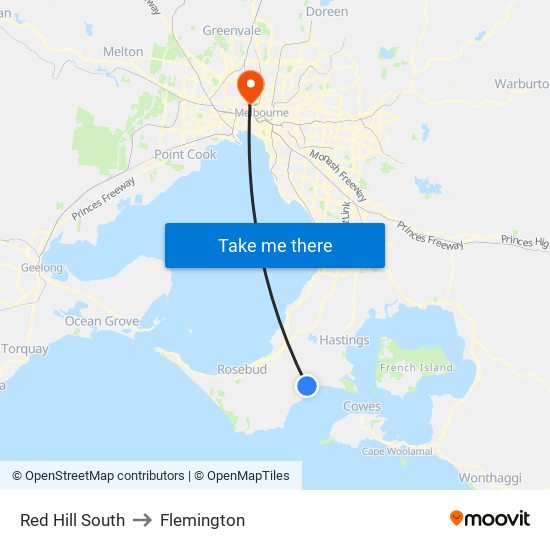 Red Hill South to Flemington map